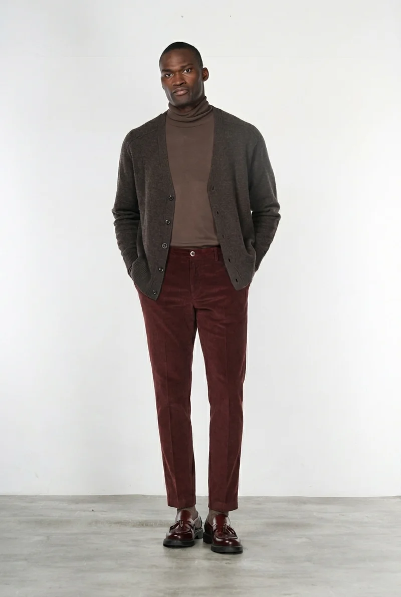 Milano pantalon chino homme en velours 500 raies extra slim fit ①