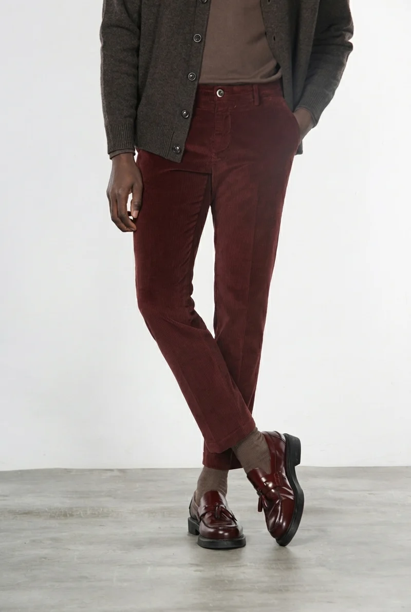 Milano pantalon chino homme en velours 500 raies extra slim fit ①