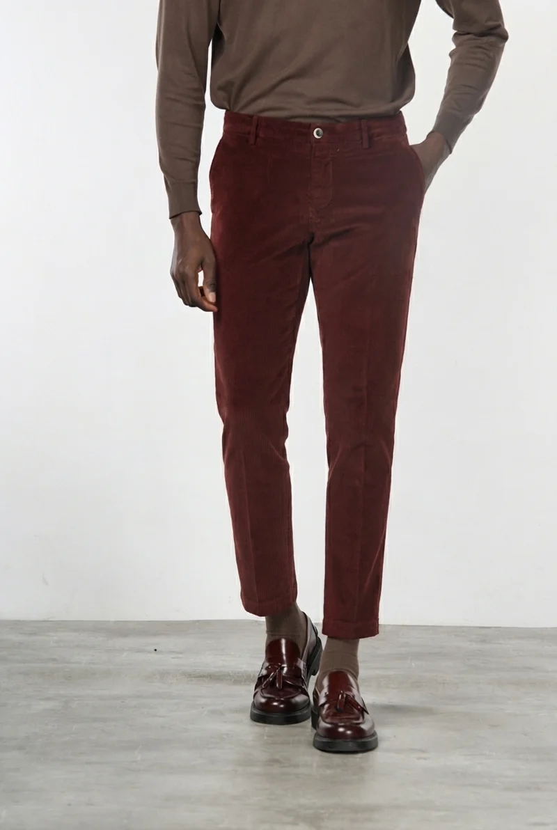 Milano pantalon chino homme en velours 500 raies extra slim fit ①