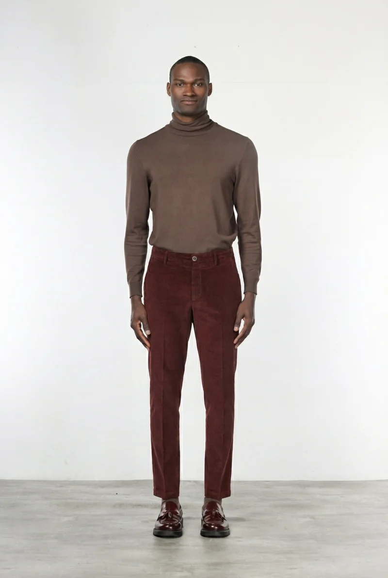 Milano pantalon chino homme en velours 500 raies extra slim fit ①