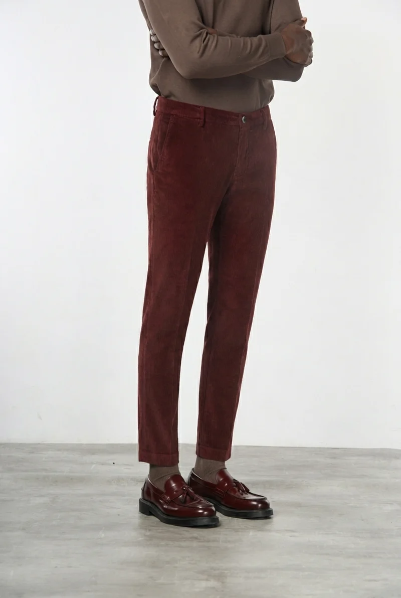 Milano pantalon chino homme en velours 500 raies extra slim fit ①