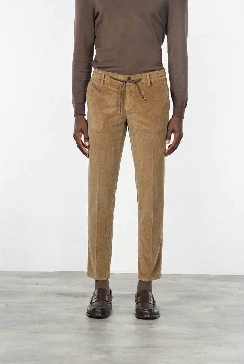 Milano Jogger pantalon chino homme en velours 500 raies extra slim fit