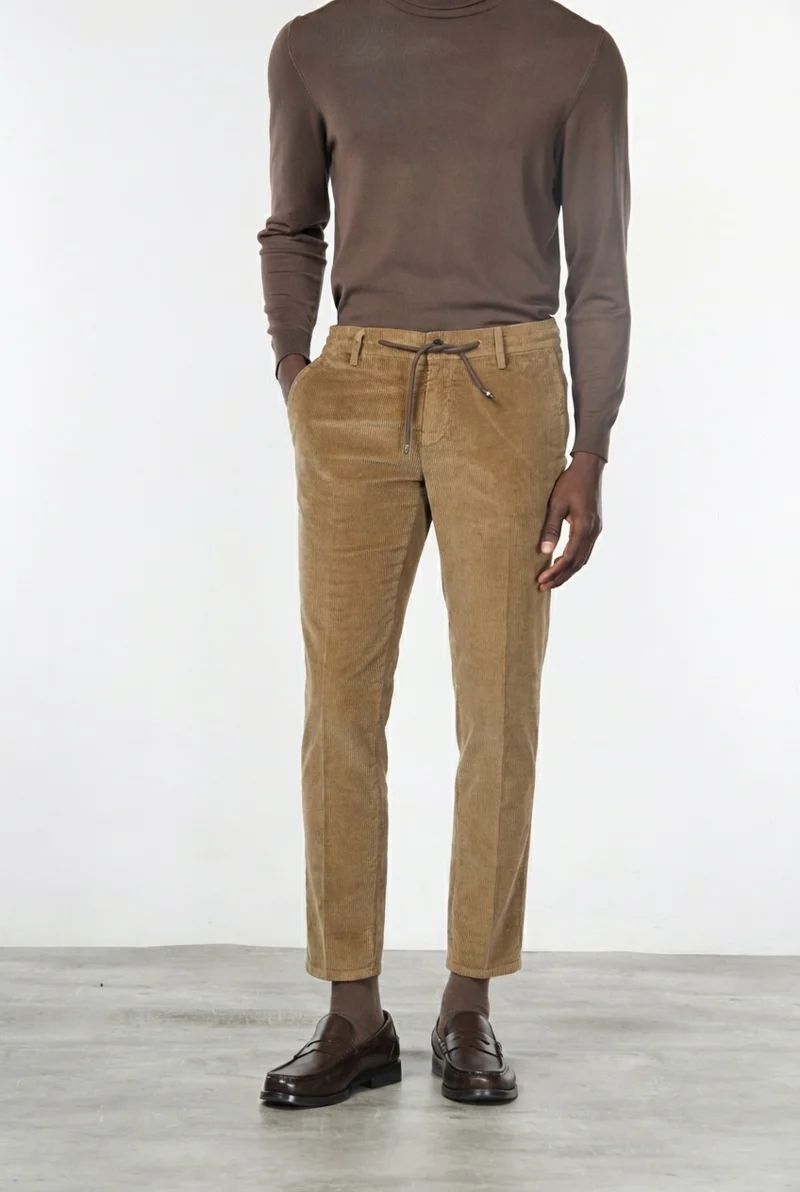 Milano Jogger pantalon chino homme en velours 500 raies extra slim fit