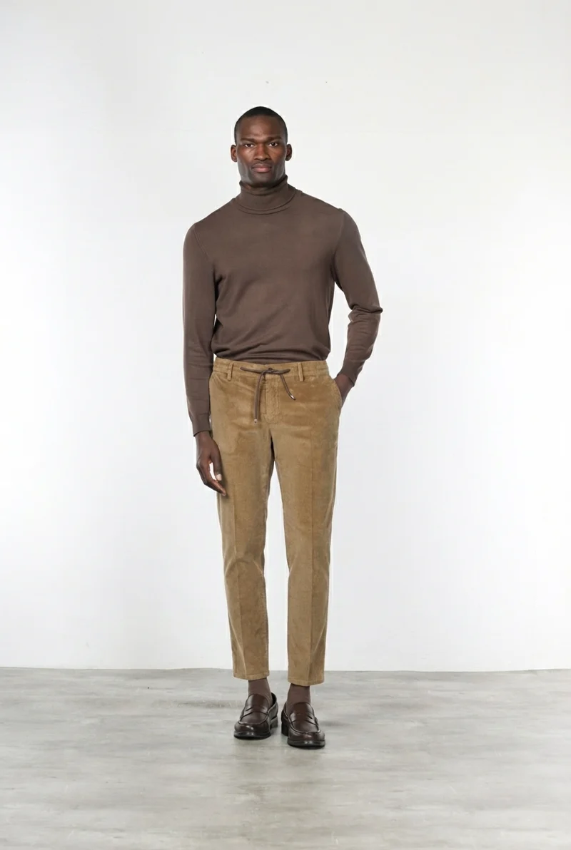 Milano Jogger pantalon chino homme en velours 500 raies extra slim fit