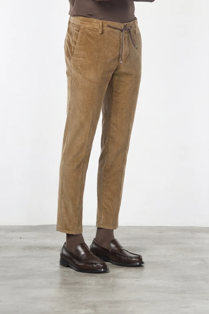 Milano Jogger pantalon chino homme en velours 500 raies extra slim fit