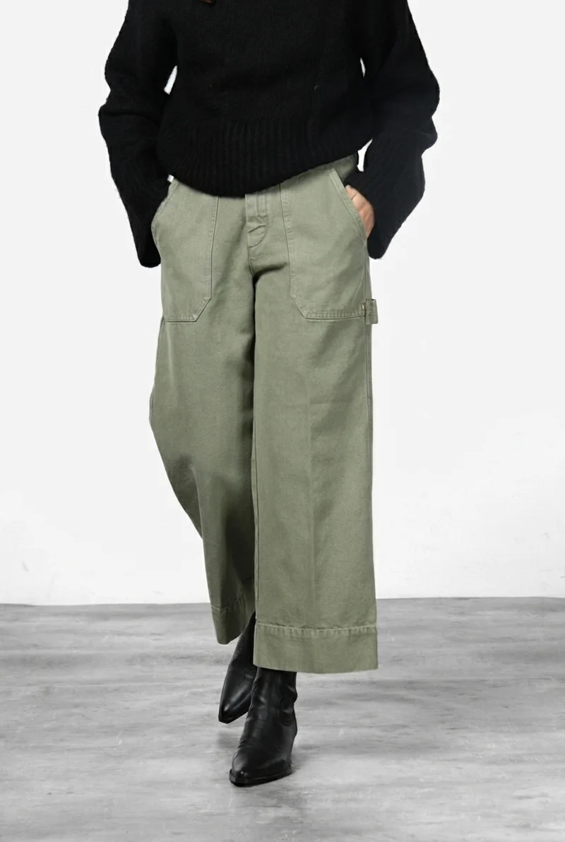 Pantalon Chino Femme Dallas Wide en Canvas Coupe Straight