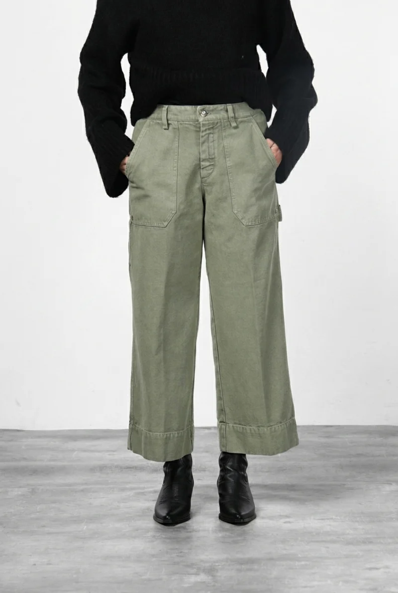 Pantalon Chino Femme Dallas Wide en Canvas Coupe Straight