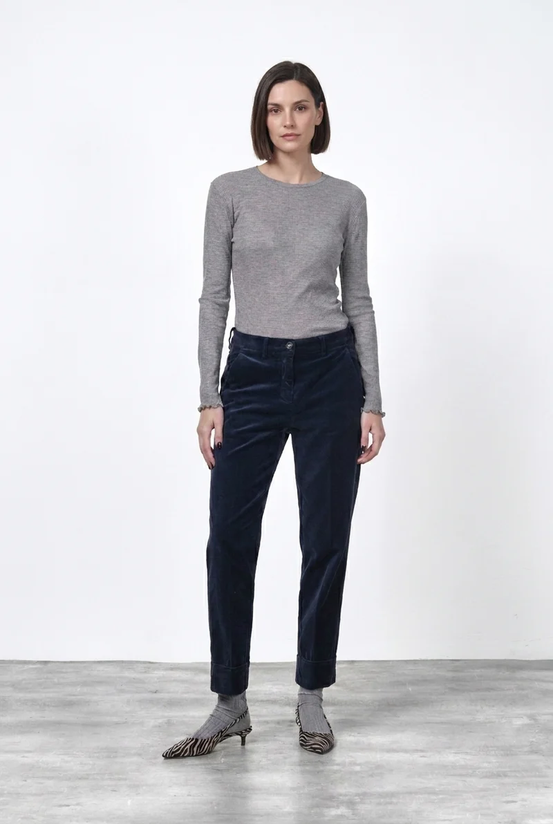 New York Carrot pantalon chino femme en velours lisse carrot fit ①