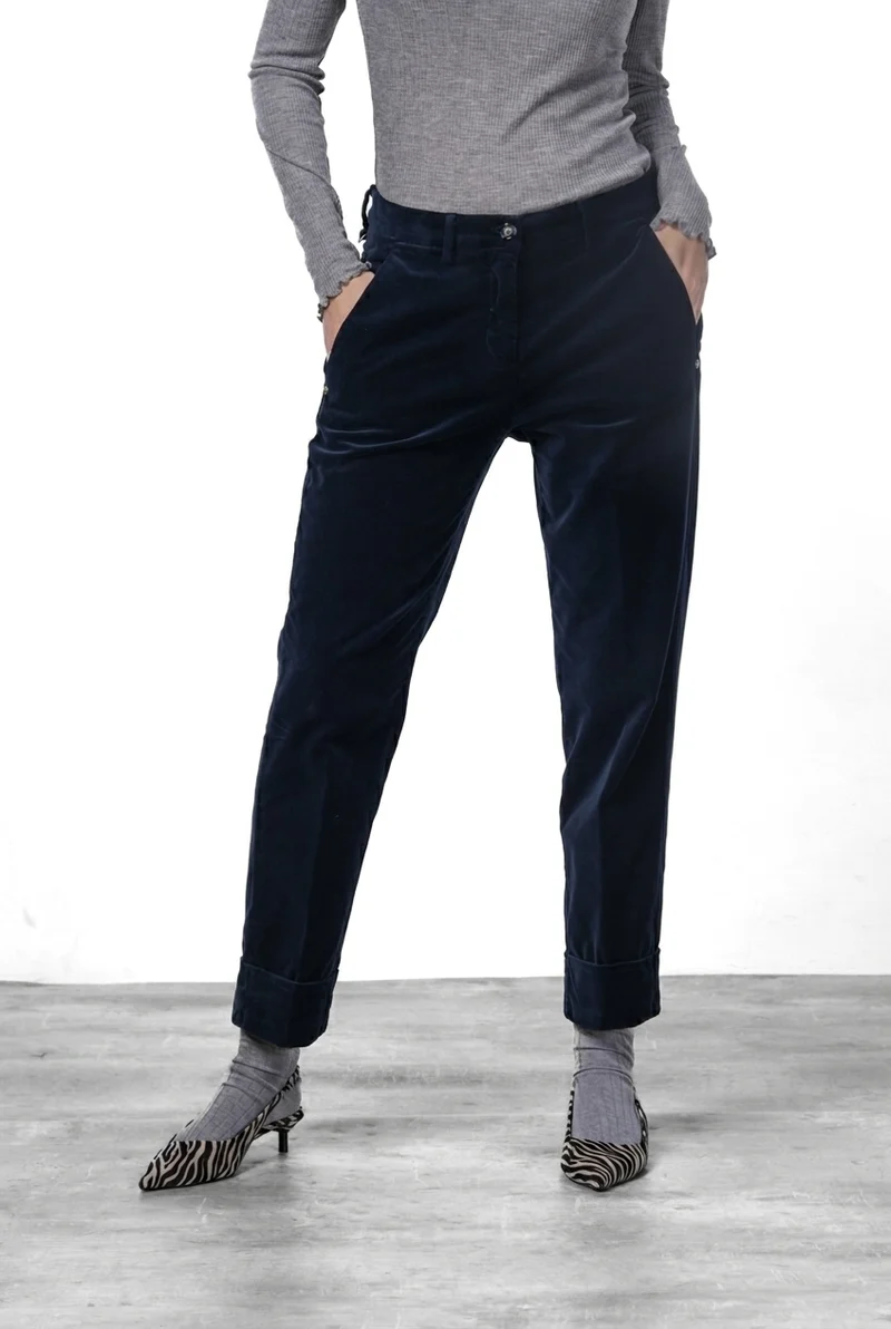 New York Carrot pantalon chino femme en velours lisse carrot fit ①