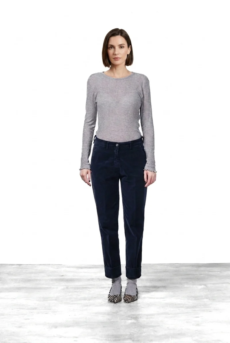 New York Carrot pantalon chino femme en velours lisse carrot fit ①