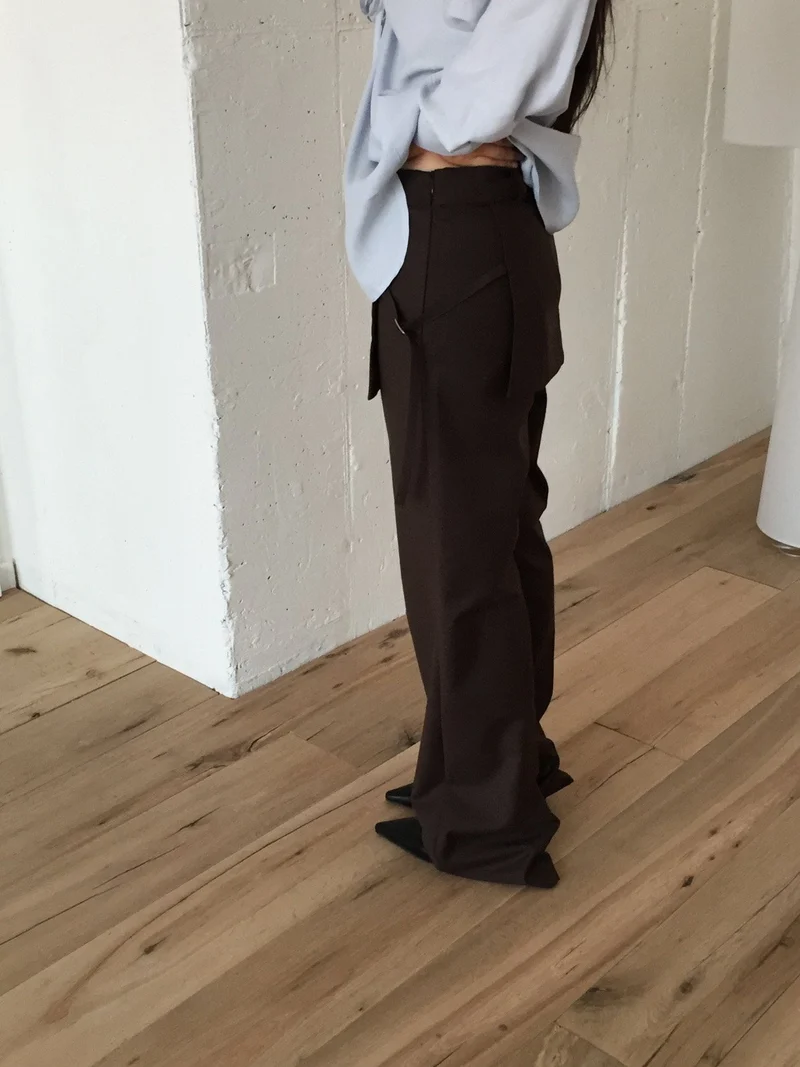 Lovemoment Wide Leg Slacks with Buckle