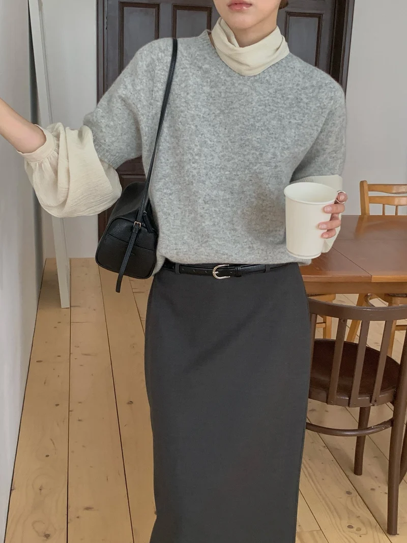Anstand Crew Neck Short Sleeve Wool Knit Pullover