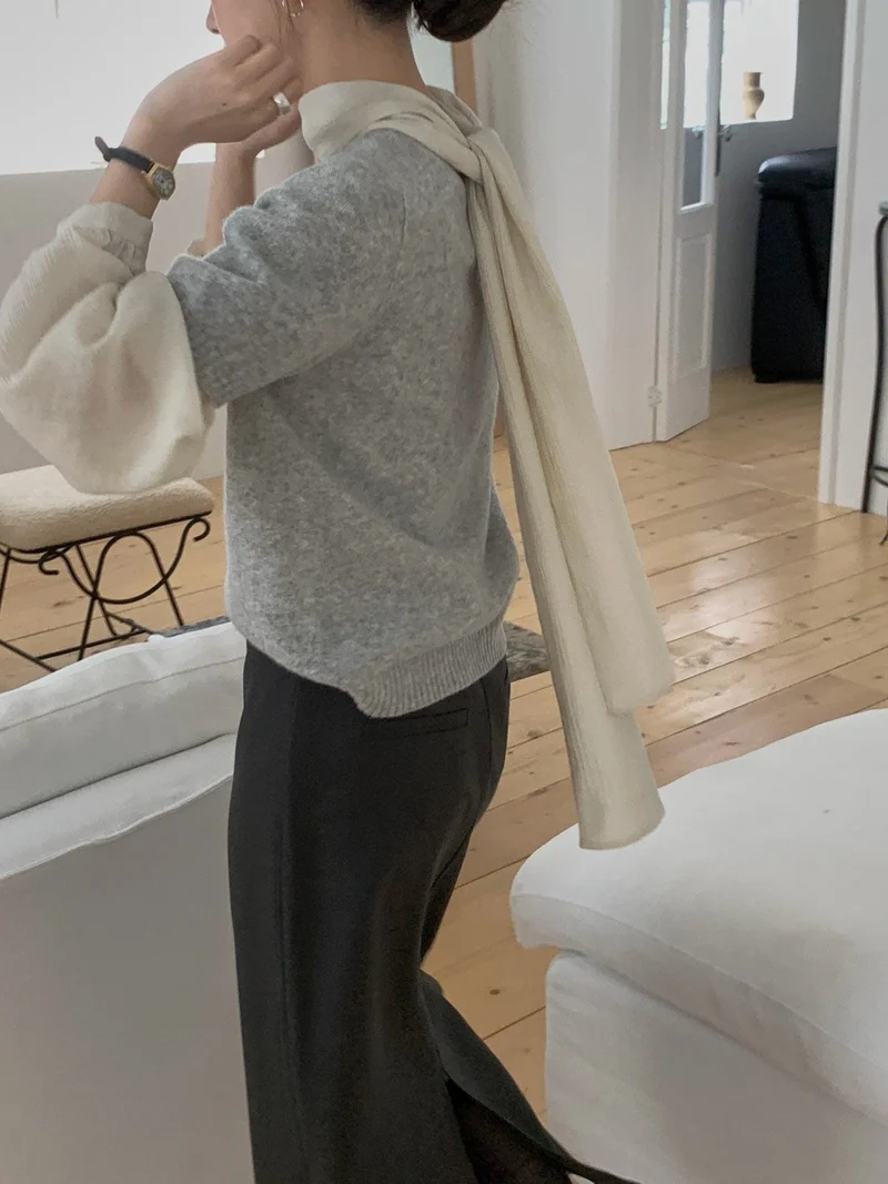 Anstand Crew Neck Short Sleeve Wool Knit Pullover