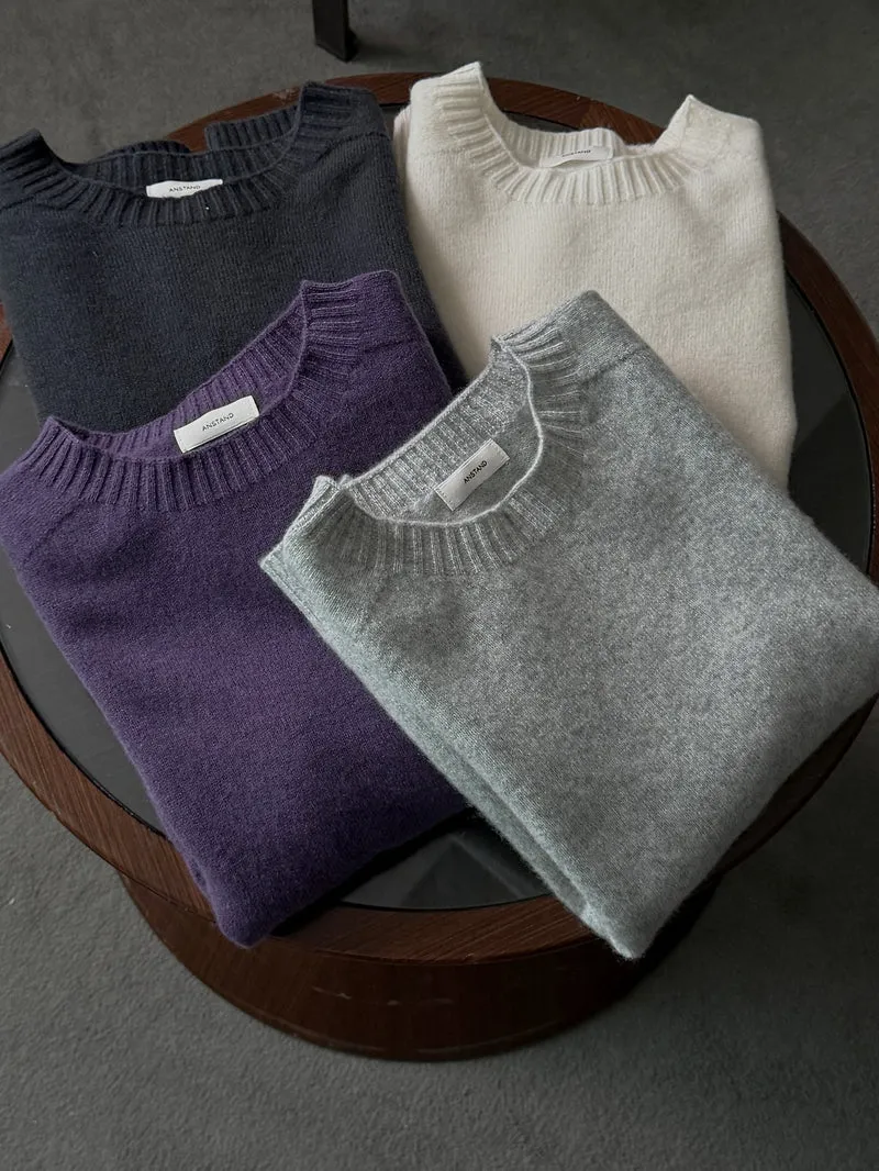 Anstand Crew Neck Short Sleeve Wool Knit Pullover