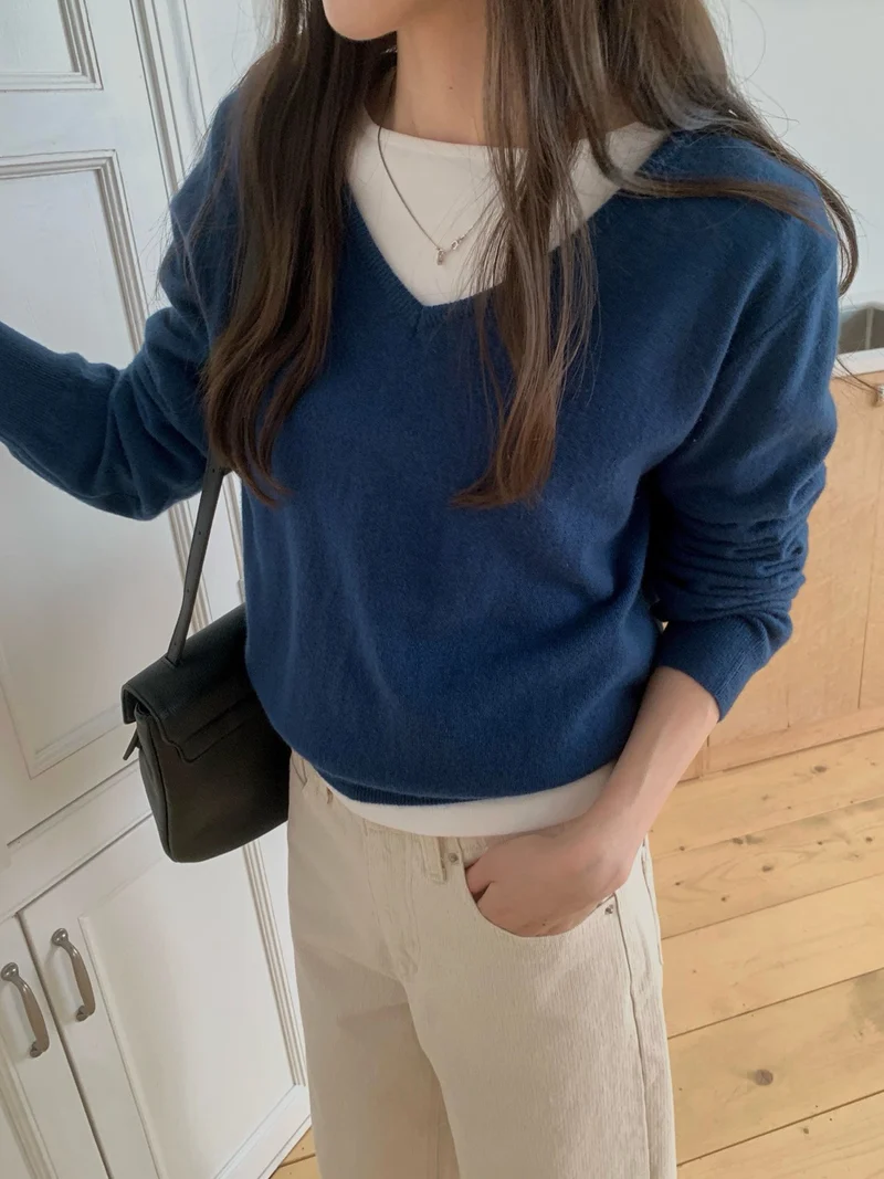 Anstand V-Neck Cashmere Blend Knit Pullover