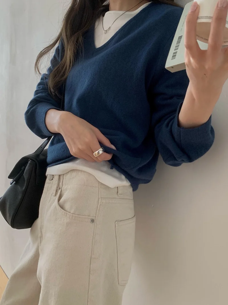 Anstand V-Neck Cashmere Blend Knit Pullover
