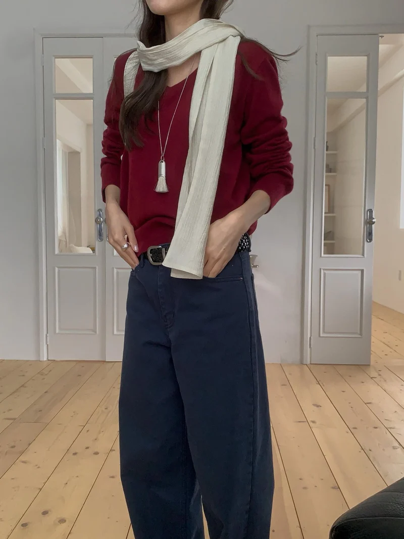 Anstand V-Neck Cashmere Blend Knit Pullover