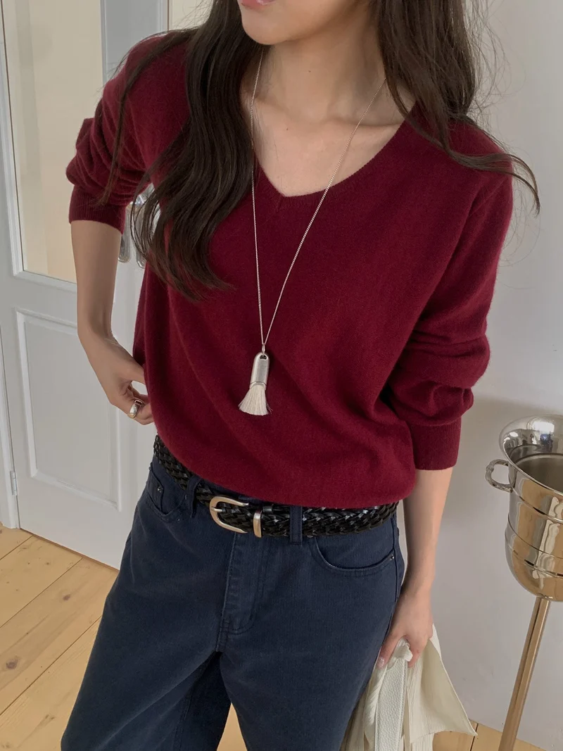 Anstand V-Neck Cashmere Blend Knit Pullover