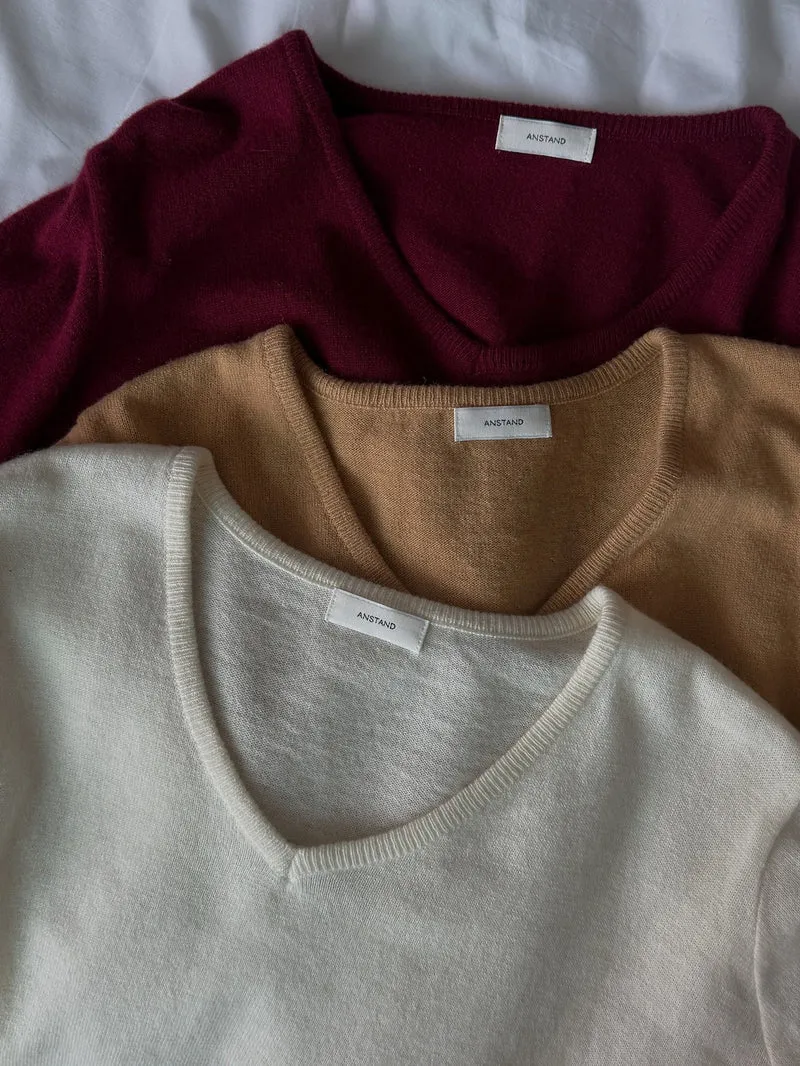 Anstand V-Neck Cashmere Blend Knit Pullover