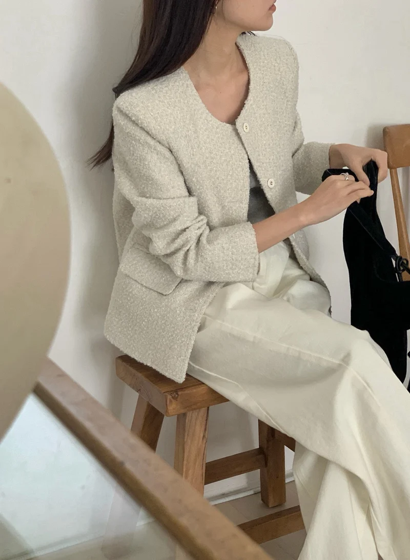 Anstand Tweed Jacket with Flap Pockets