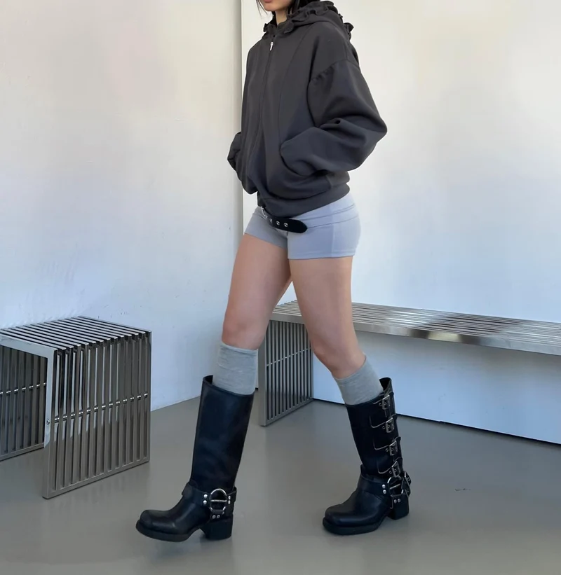 Askhaki Oversized Full Zip Hoodie with Ruffle Frill Hood