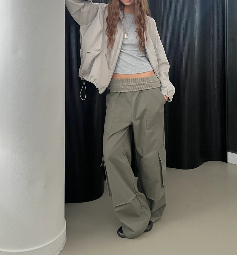 Askhaki Stand Collar Full Zip Cropped Jacket with Pleated Panel Detail