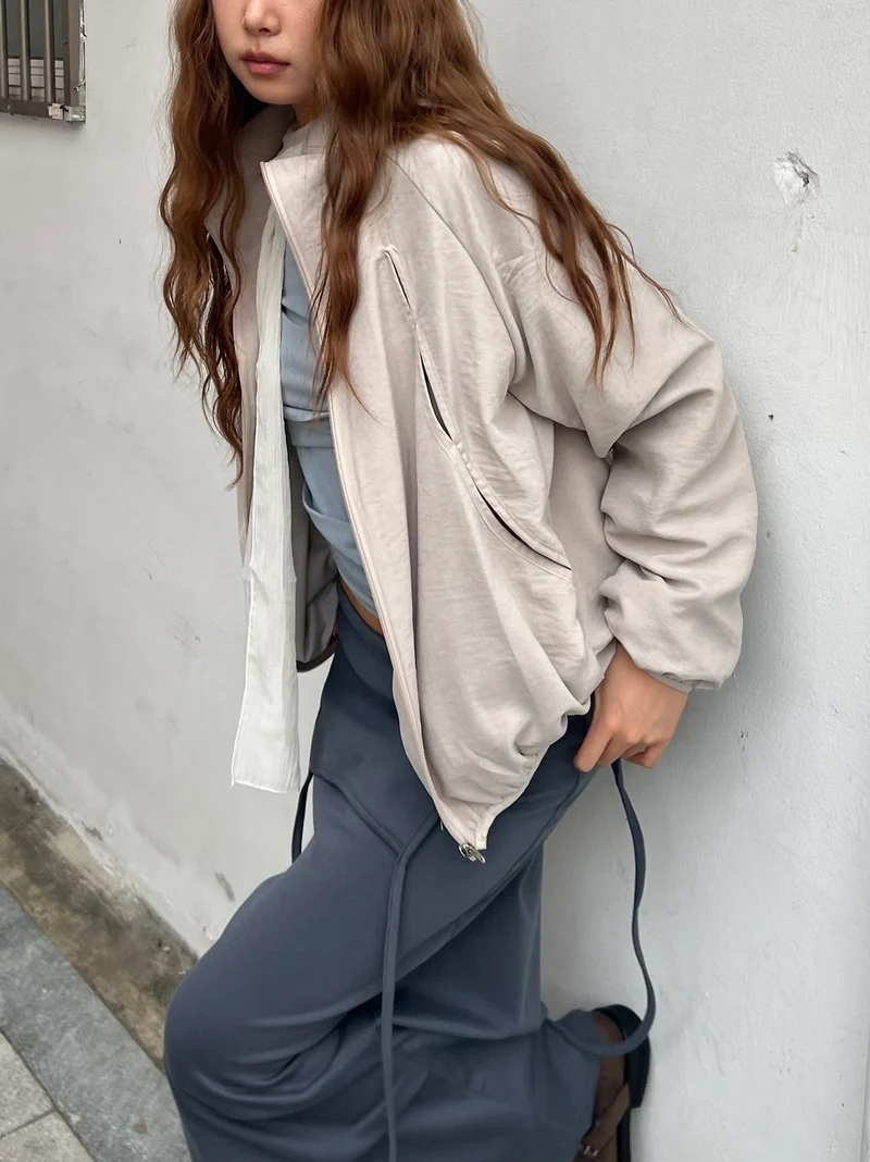 Askhaki Stand Collar Full Zip Oversized Blouson Jacket