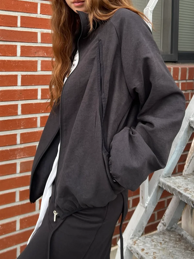 Askhaki Stand Collar Full Zip Oversized Blouson Jacket