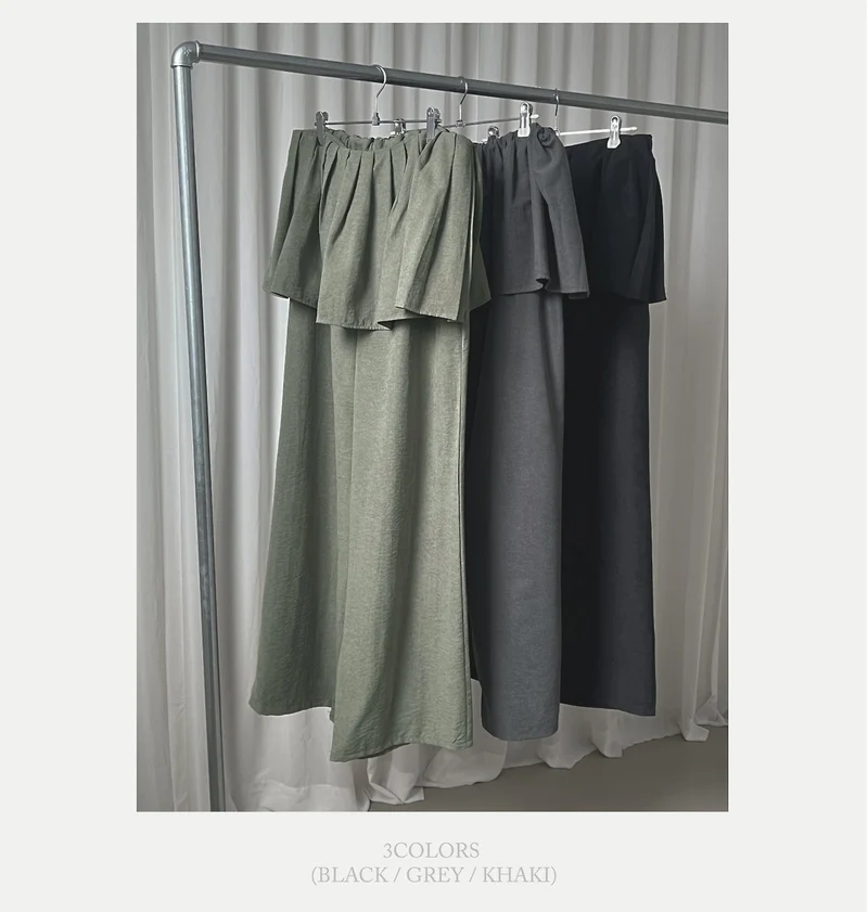 Askhaki Pleated Skirt Overlay Wide Leg Pants