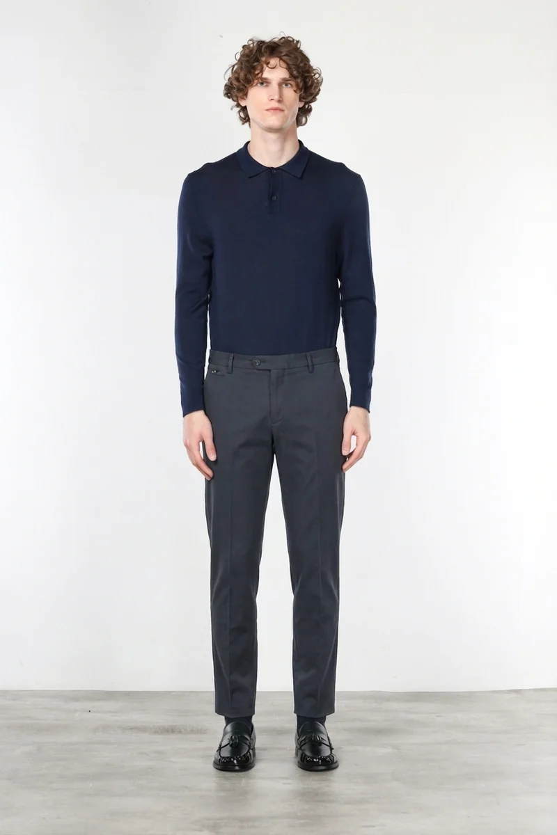New York pantalon chino homme en gabardine de coton et laine regular fit