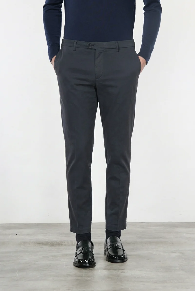 New York pantalon chino homme en gabardine de coton et laine regular fit