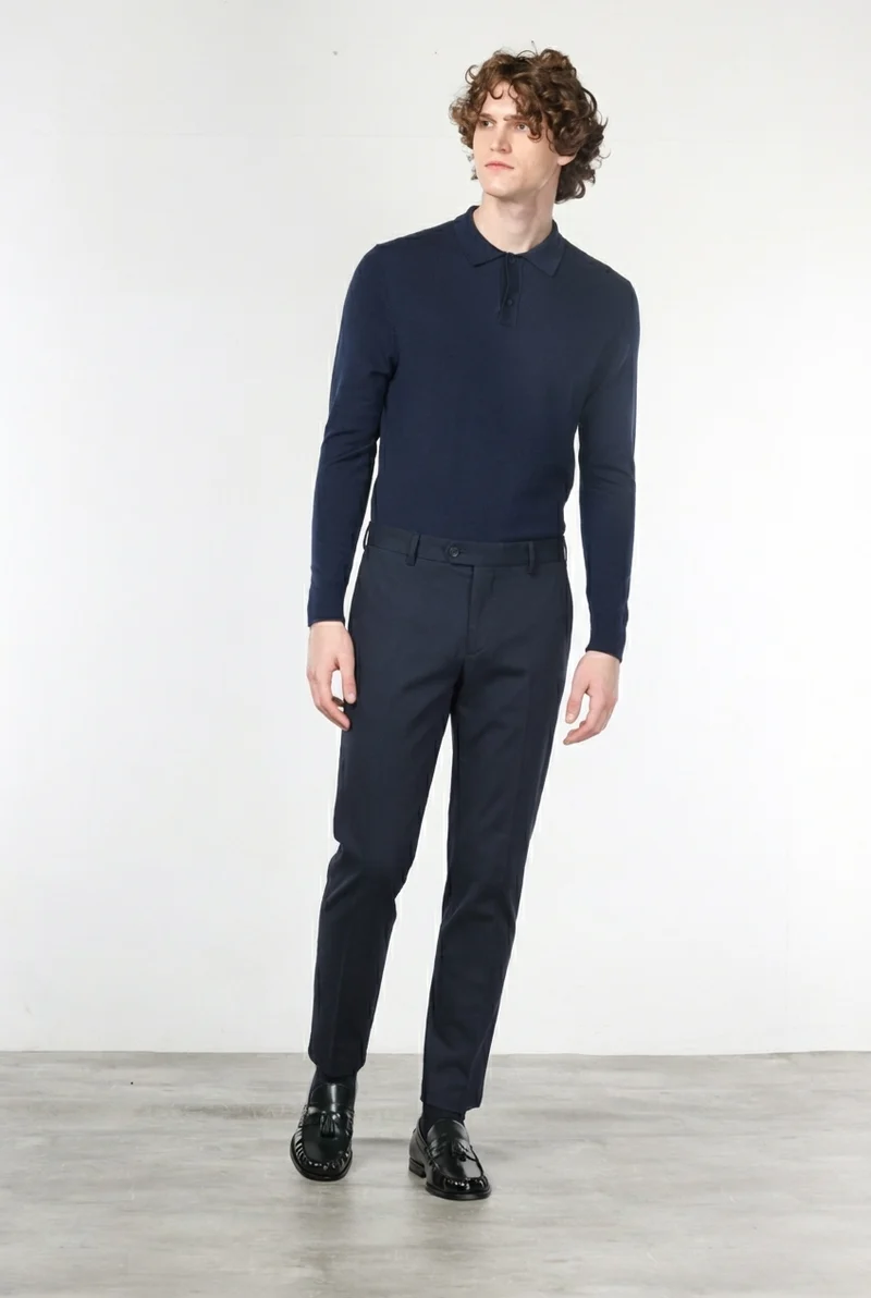 New York pantalon chino homme en gabardine de coton et laine regular fit