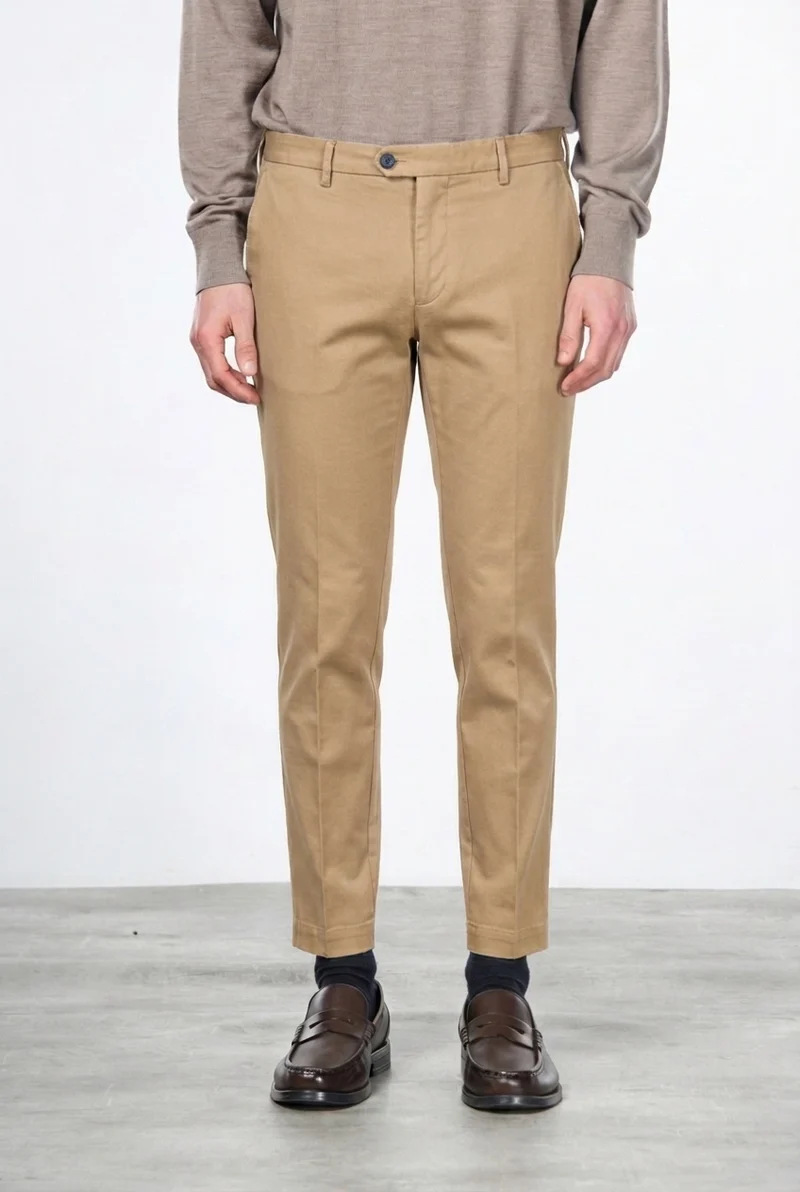 New York pantalon chino homme en gabardine de coton et laine regular fit