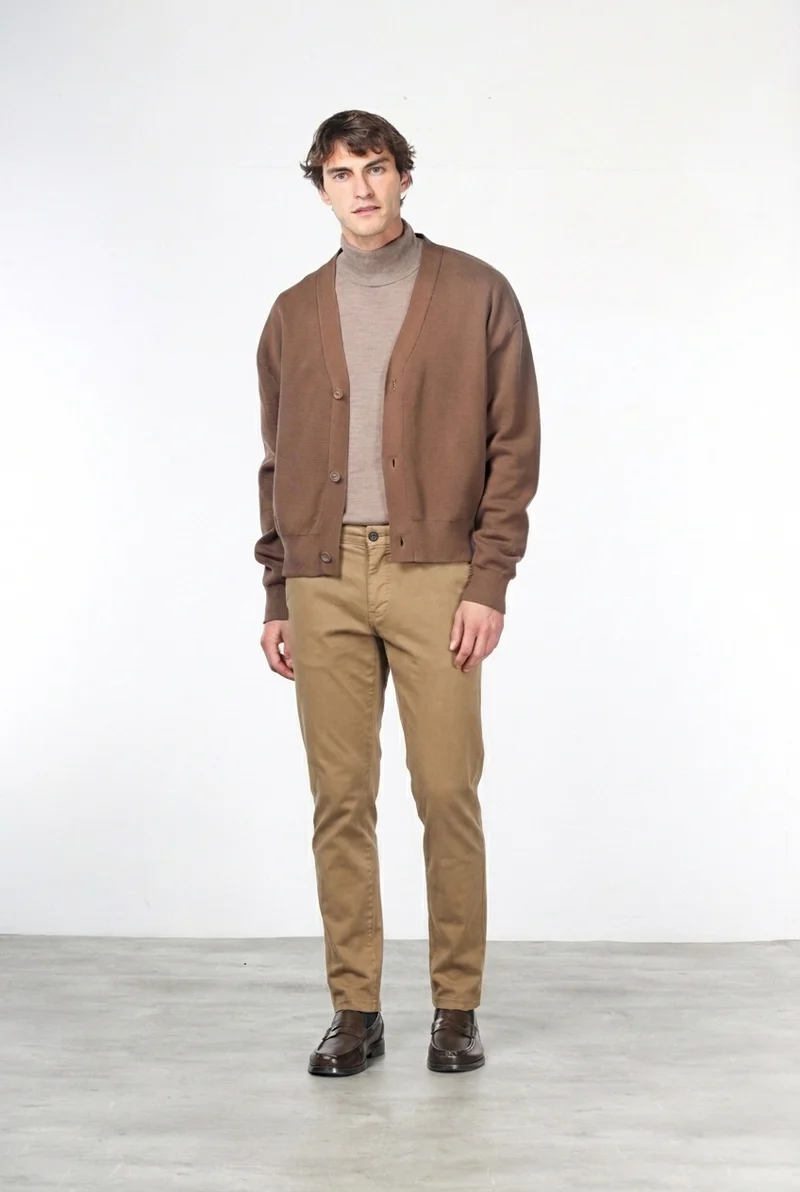 New York pantalon chino homme en gabardine de coton et laine regular fit