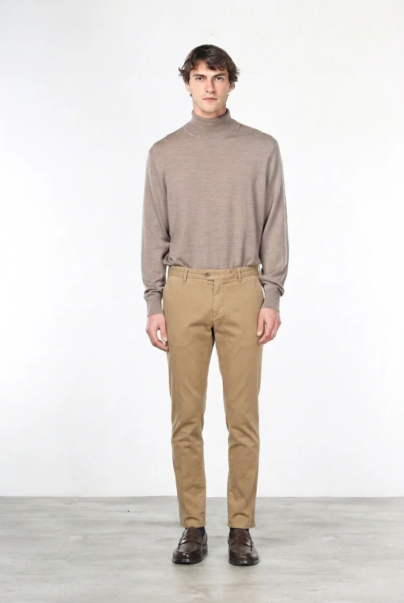 New York pantalon chino homme en gabardine de coton et laine regular fit