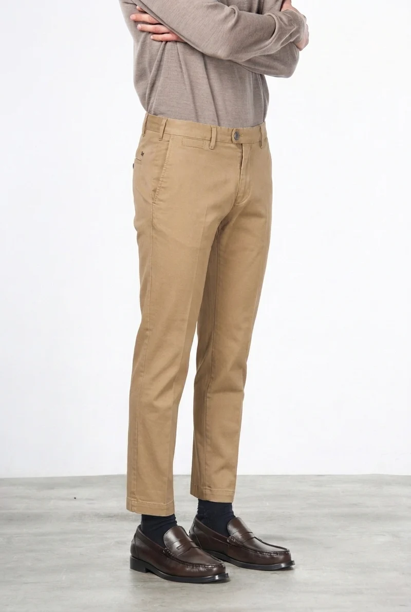 New York pantalon chino homme en gabardine de coton et laine regular fit