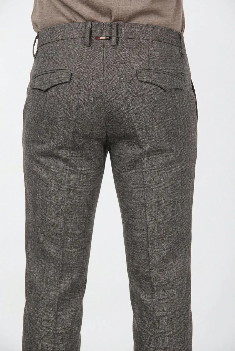 Torino City pantalon chino homme à motif prince-de-galles dégradé teint fil slim fit