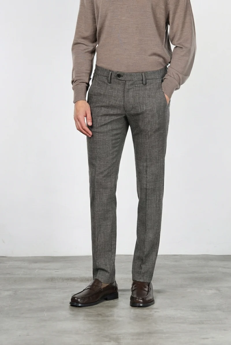 Torino City pantalon chino homme à motif prince-de-galles dégradé teint fil slim fit