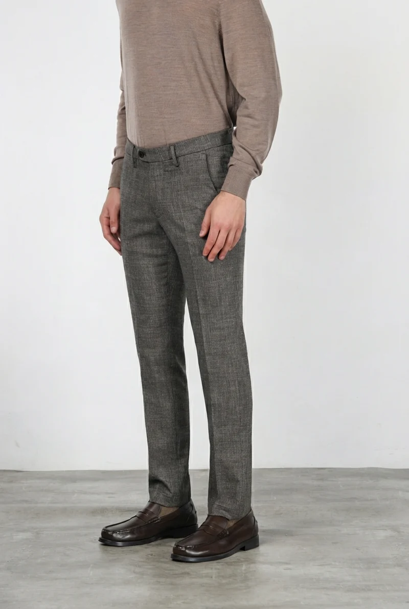 Torino City pantalon chino homme à motif prince-de-galles dégradé teint fil slim fit