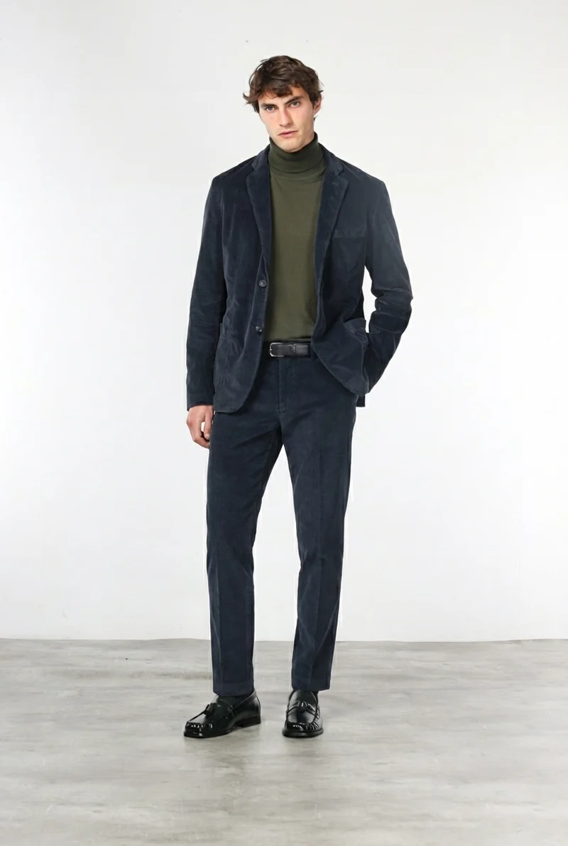 Milano pantalon chino homme en velours côtelé 500 raies, extra slim fit ①