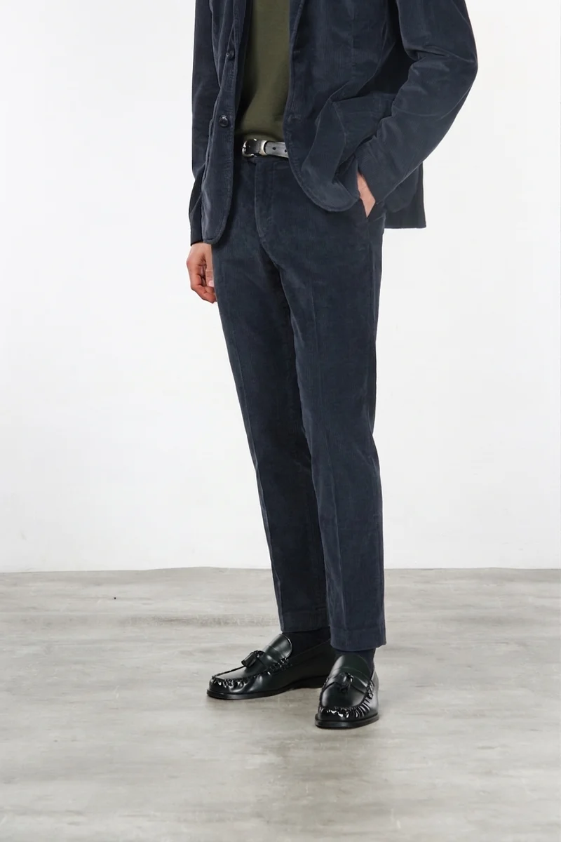 Milano pantalon chino homme en velours côtelé 500 raies, extra slim fit ①