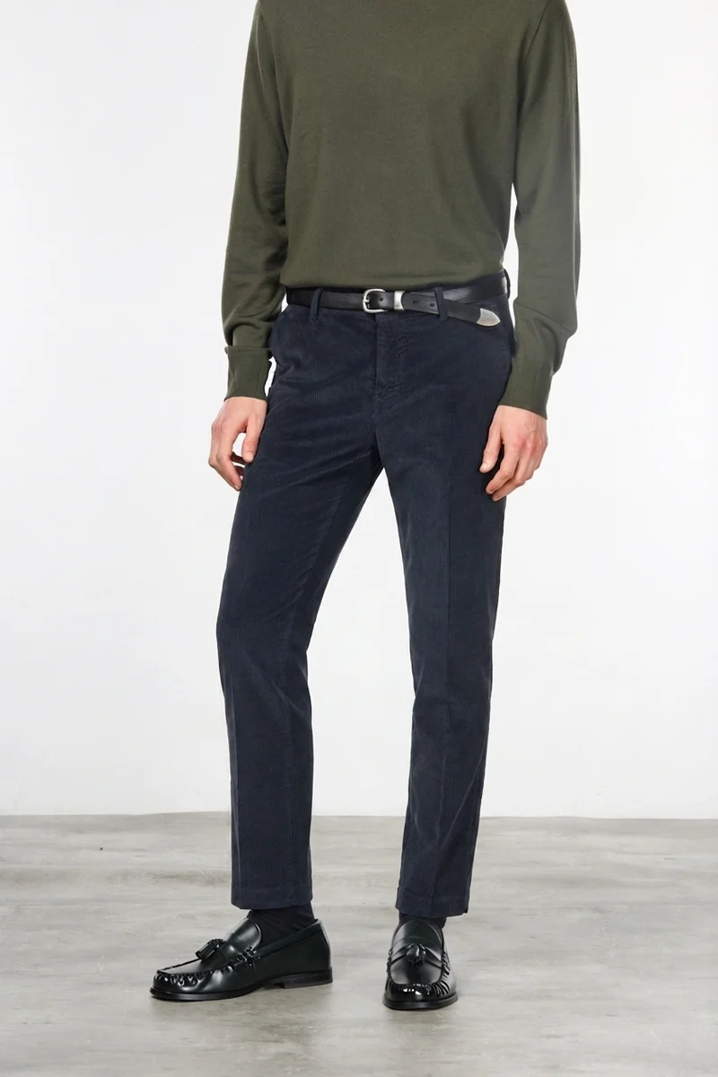 Milano pantalon chino homme en velours côtelé 500 raies, extra slim fit ①