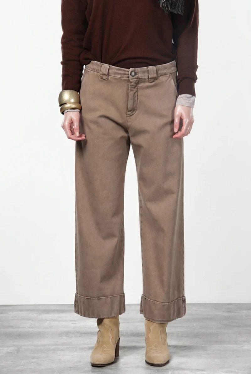New York Studio Crop pantalon chino femme en twill stretch straight fit