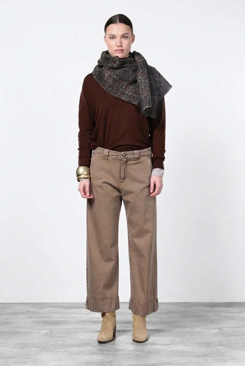 New York Studio Crop pantalon chino femme en twill stretch straight fit