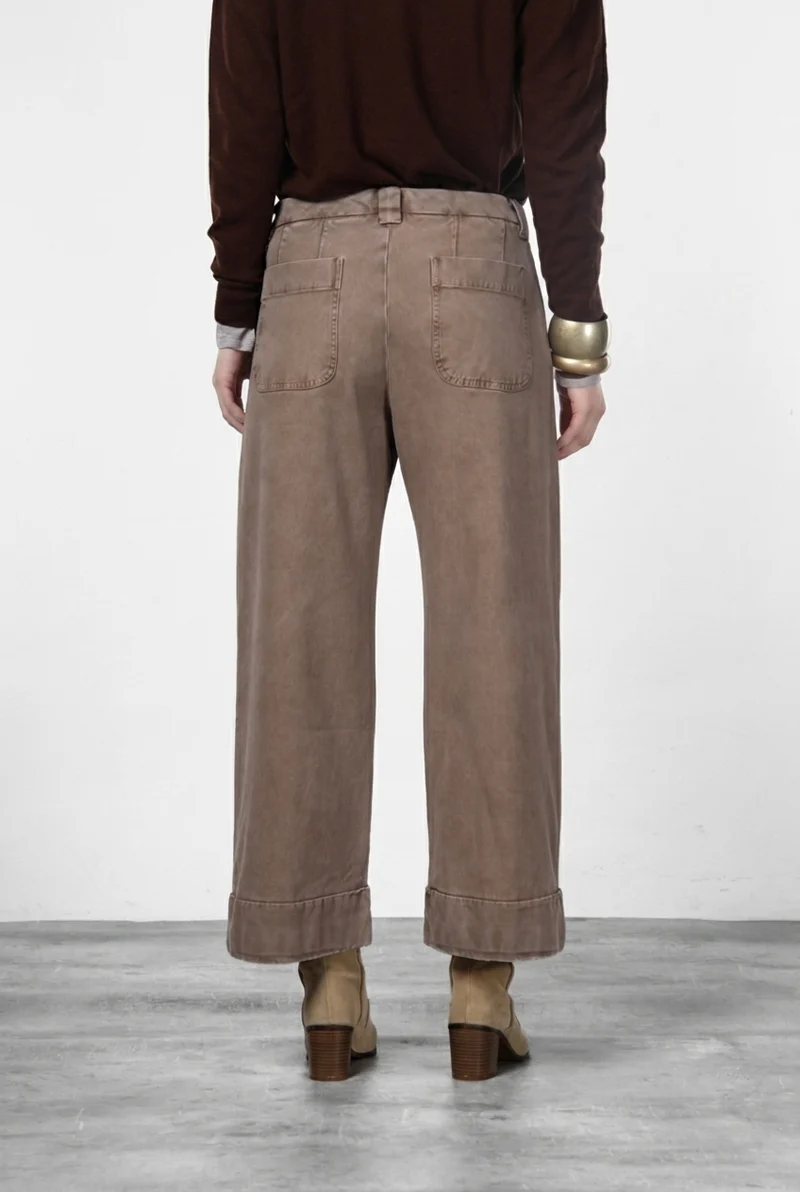 New York Studio Crop pantalon chino femme en twill stretch straight fit