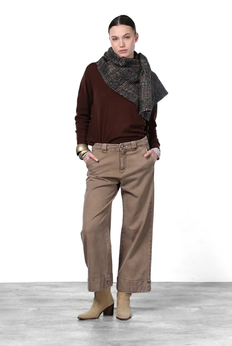 New York Studio Crop pantalon chino femme en twill stretch straight fit