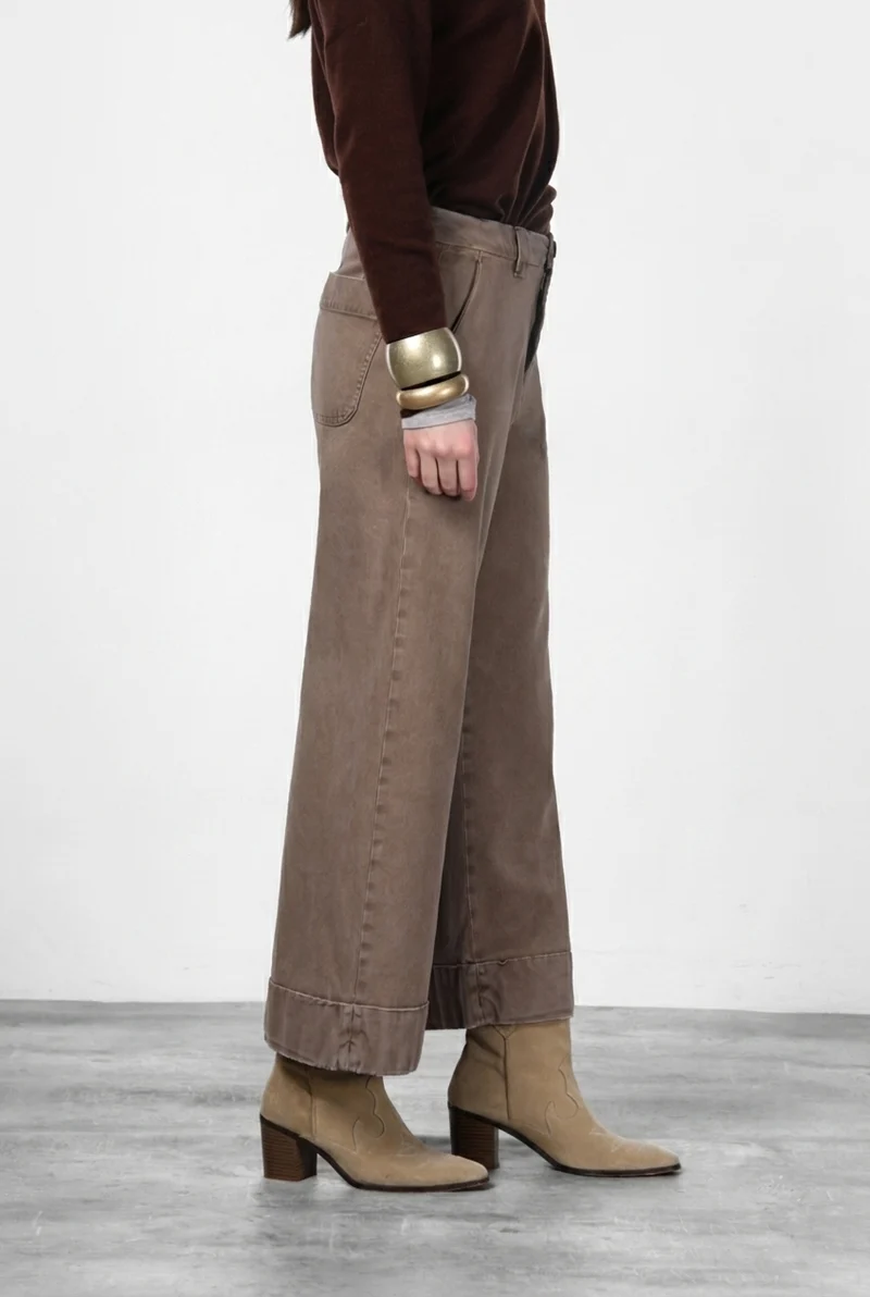 New York Studio Crop pantalon chino femme en twill stretch straight fit