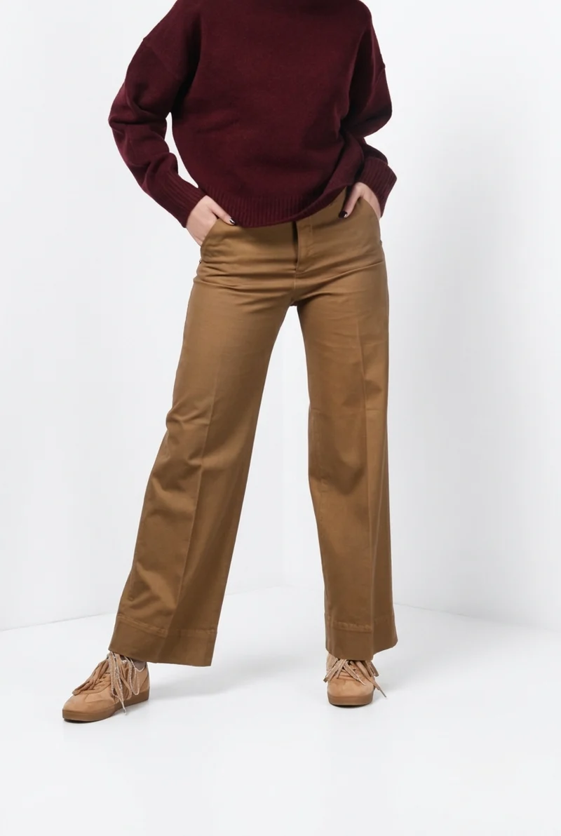 New York Studio pantalon chino femme en satin straight fit