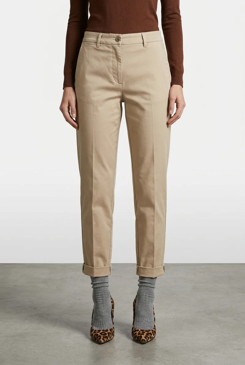 New York Carrot pantalon chino femme en gabardine de coton et laine carrot fit ①