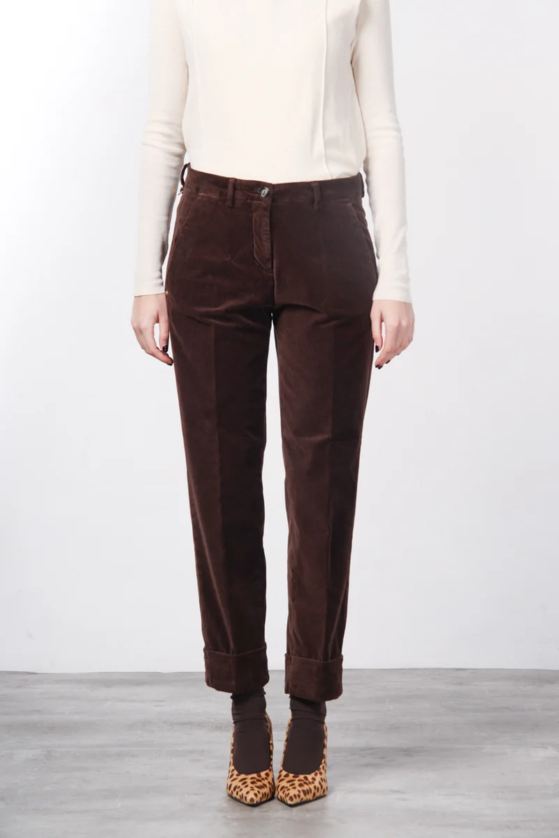 New York Carrot pantalon chino femme en velours lisse carrot fit ①